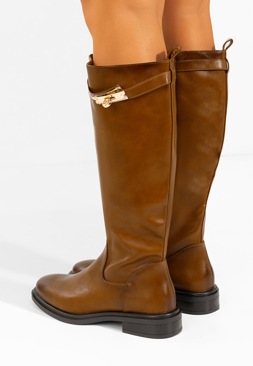 Дамски ботуши на нисък ток Marquerite камел