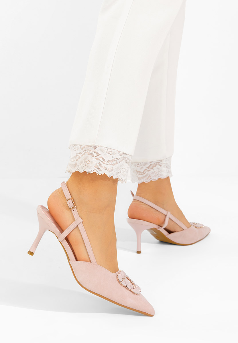 Обувки на ток slingback Castalia розов