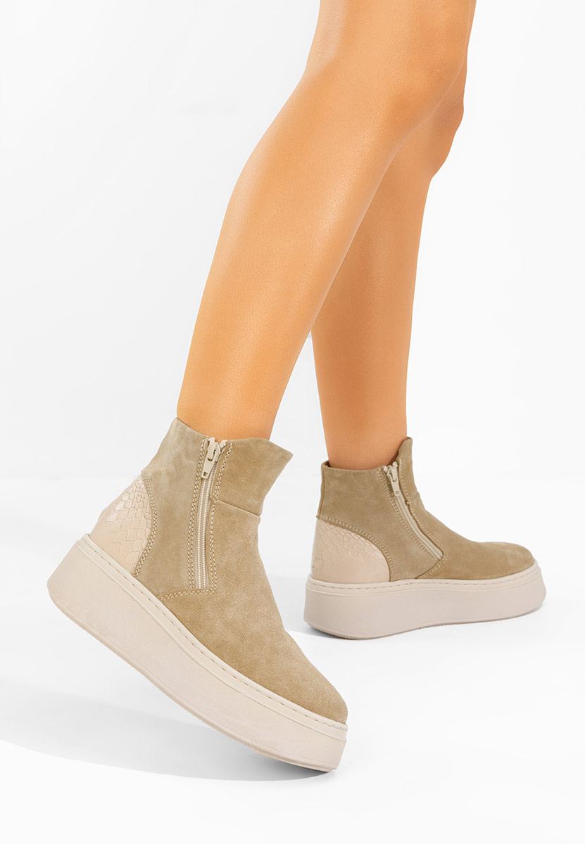 Боти естествена кожа Andiora бежов