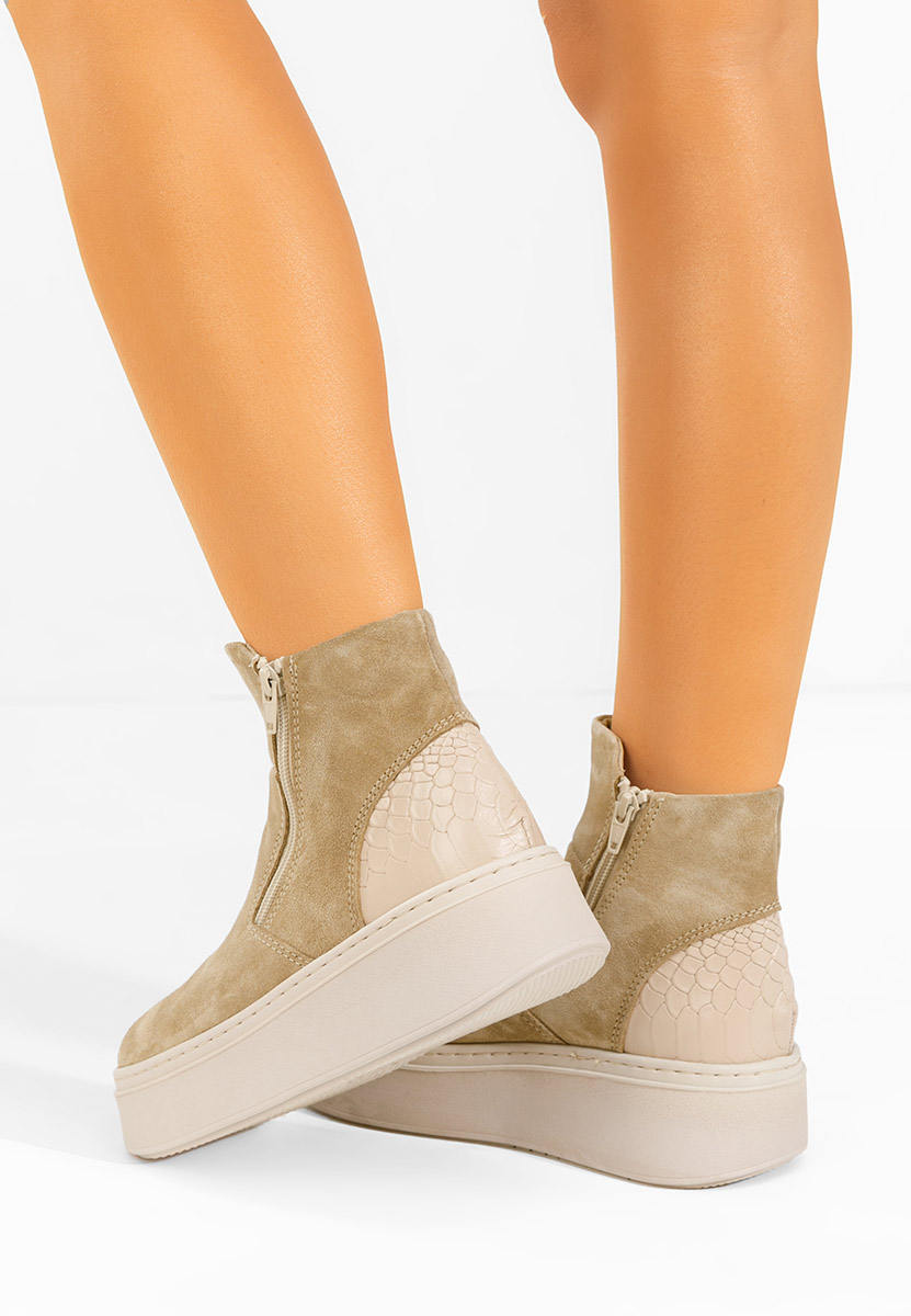 Боти естествена кожа Andiora бежов