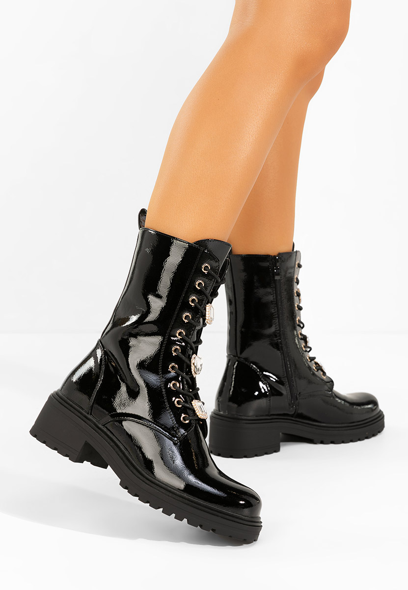 Дамски Боти с връзки Rilana черни