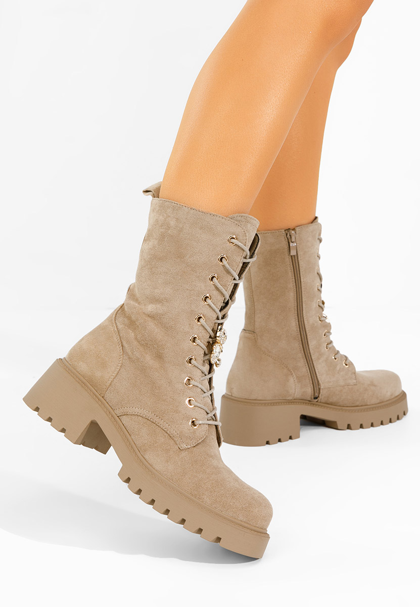 Дамски Боти с връзки Fabina V3 каки