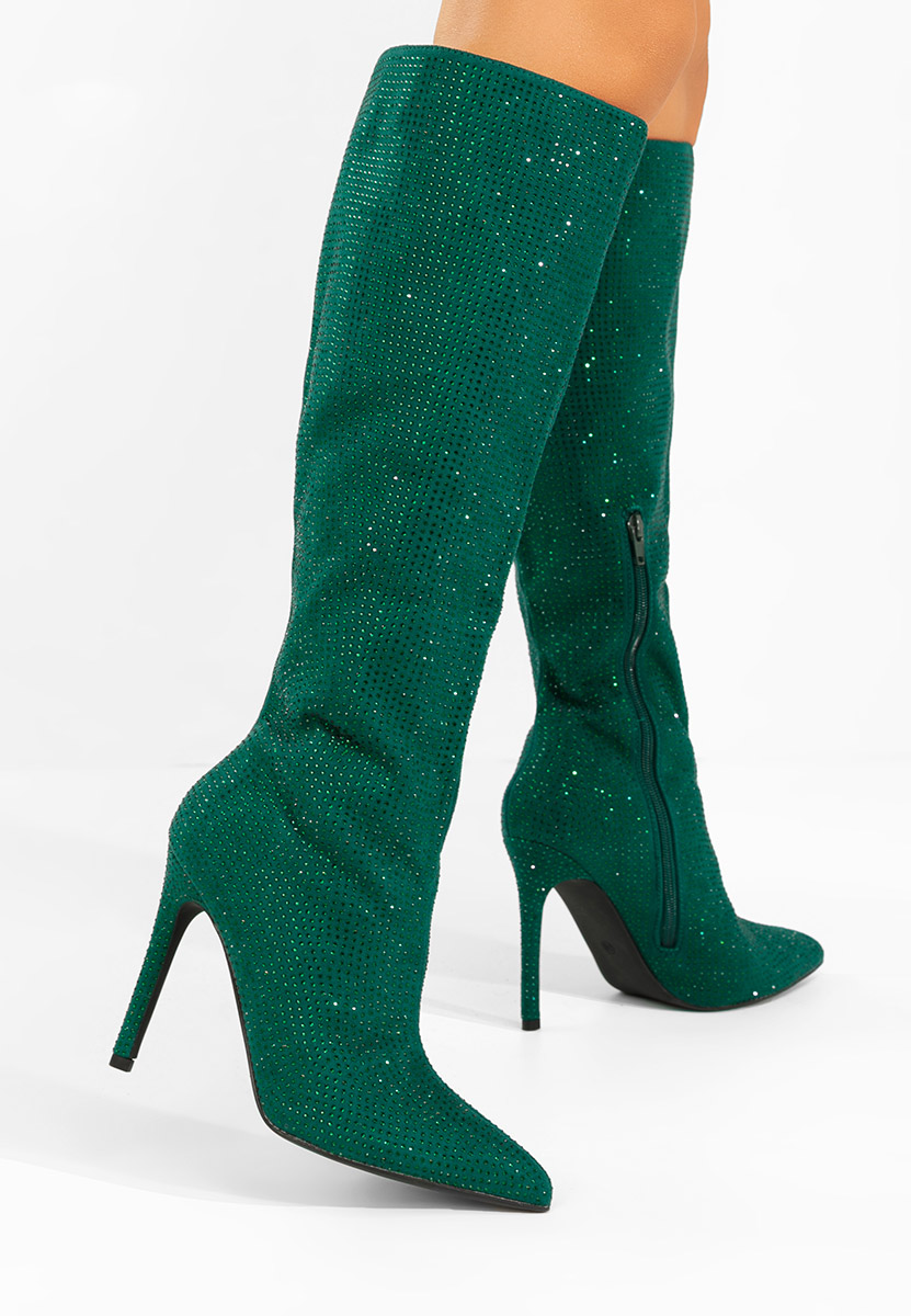 Чизми на ток Minodora зелен