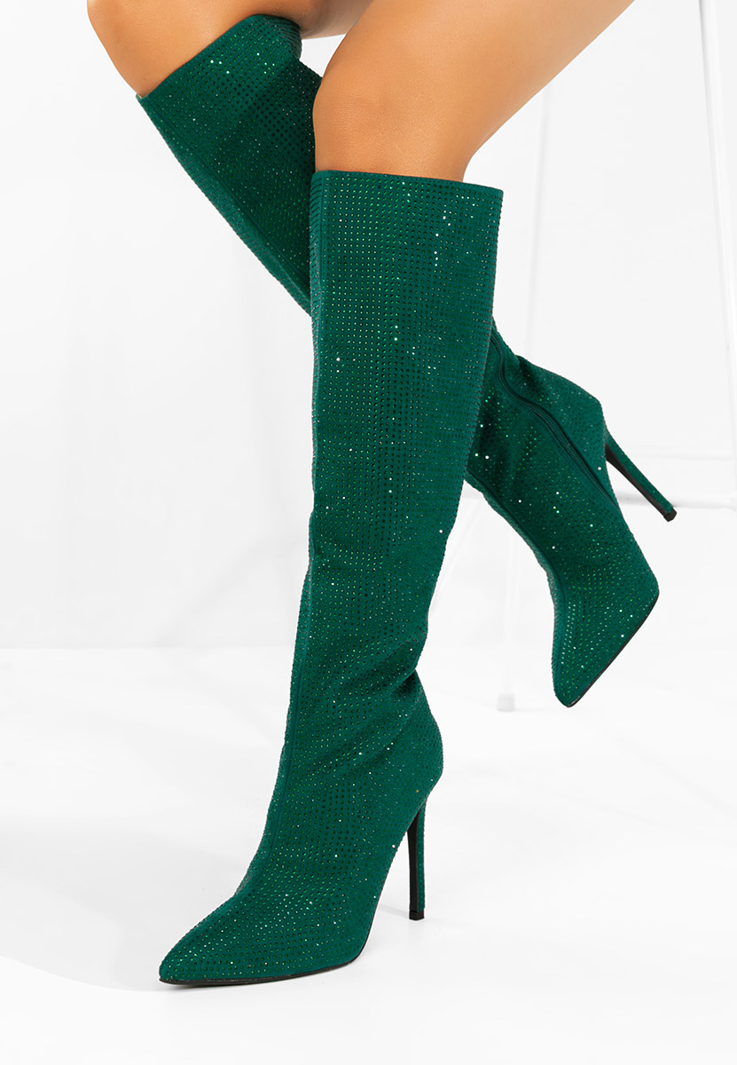 Чизми на ток Minodora зелен
