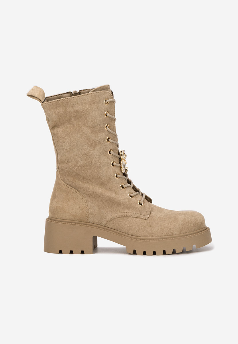 Дамски Боти с връзки Fabina V3 каки