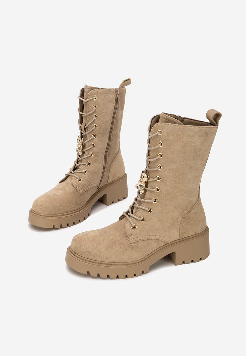 Дамски Боти с връзки Fabina V3 каки