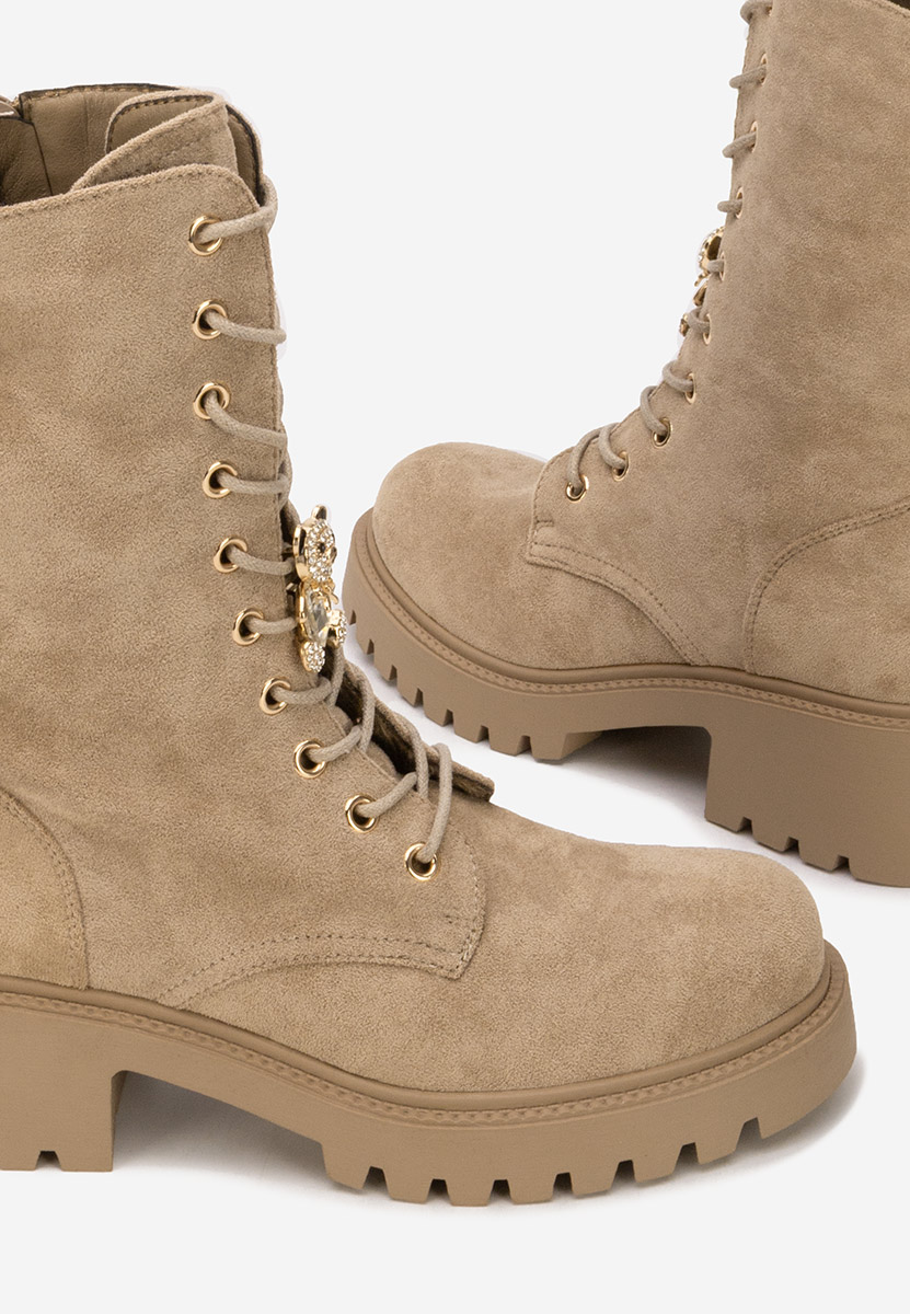 Дамски Боти с връзки Fabina V3 каки