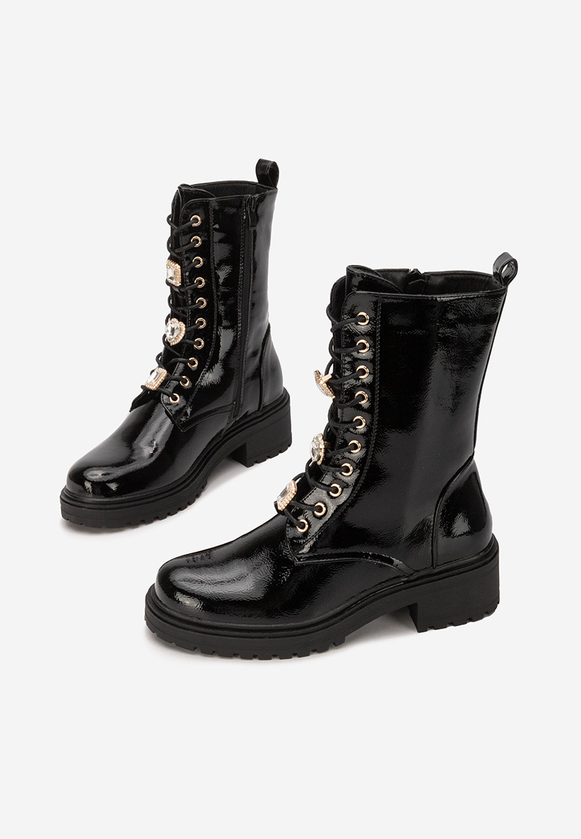 Дамски Боти с връзки Rilana черни