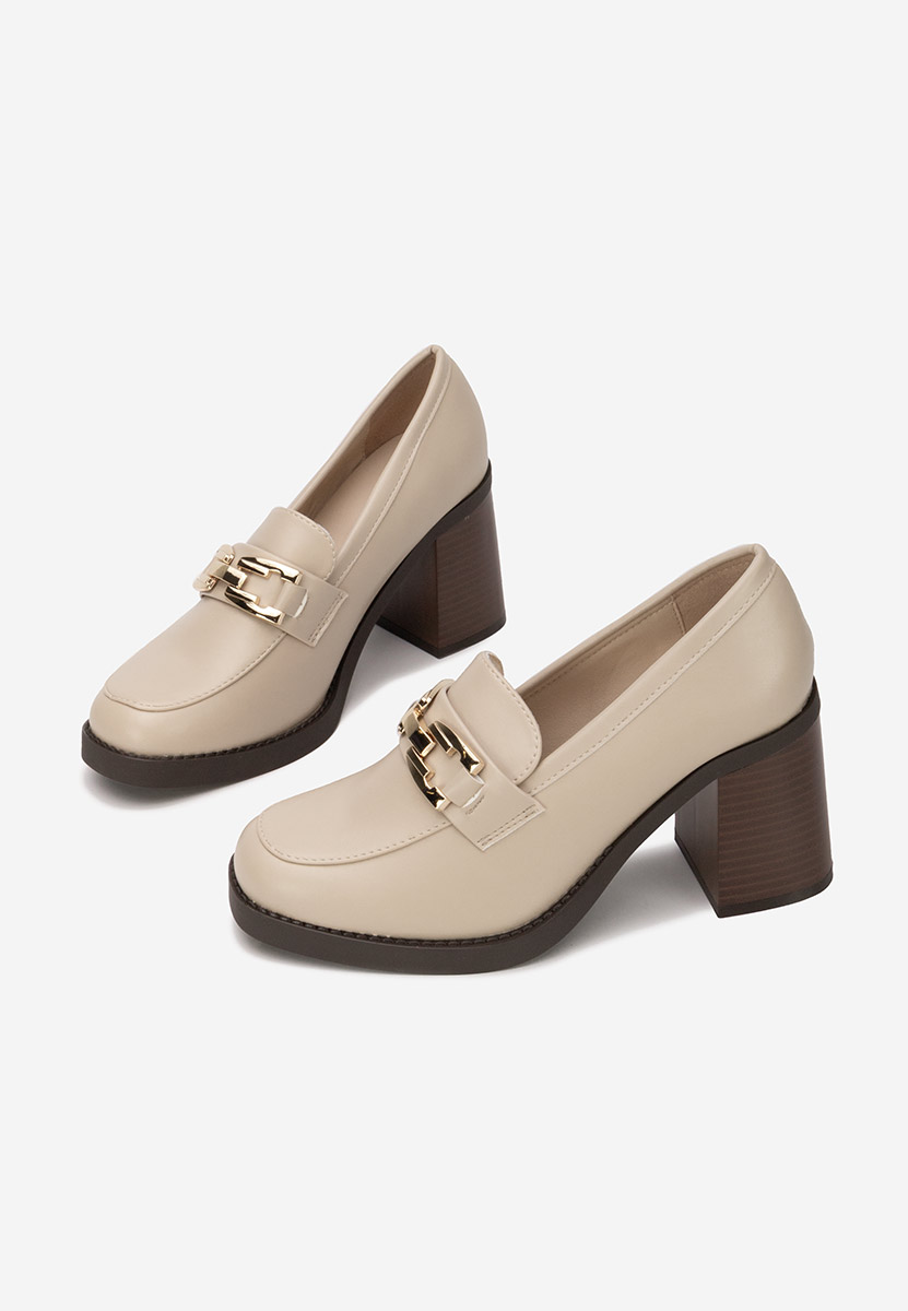 Дамски мокасини на ток Zienna бежов