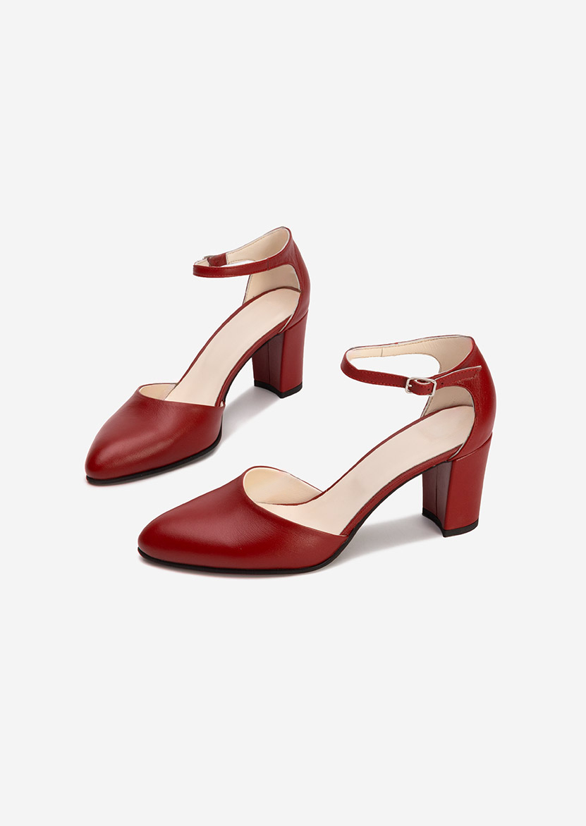 Кожени обувки Praia Винено червено