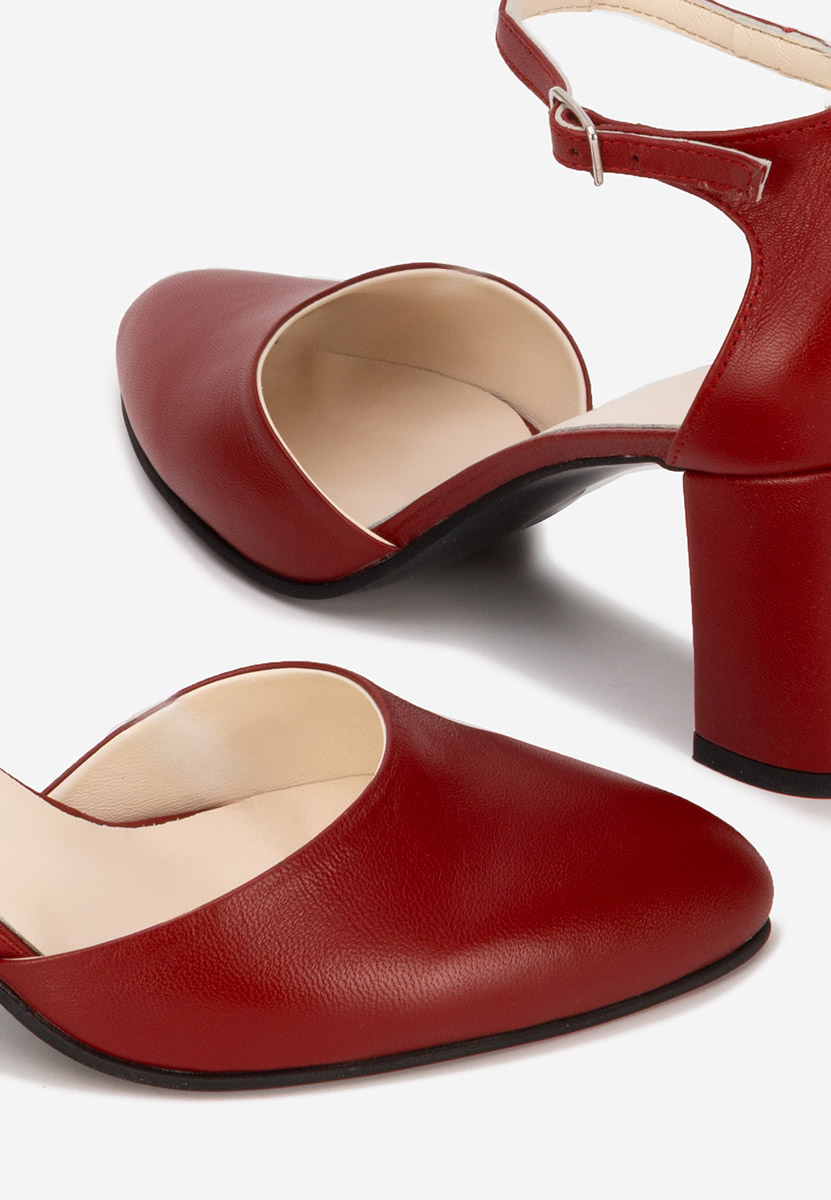 Кожени обувки Praia Винено червено