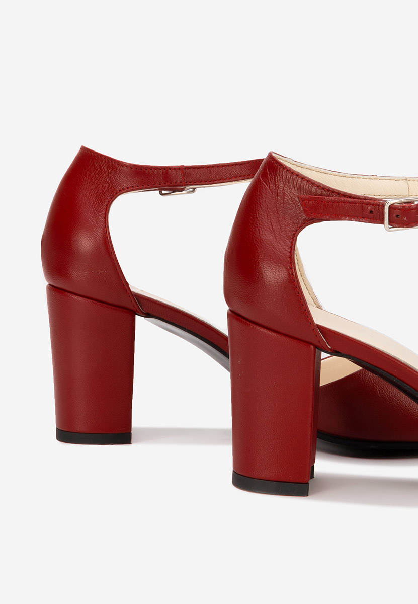 Кожени обувки Praia Винено червено