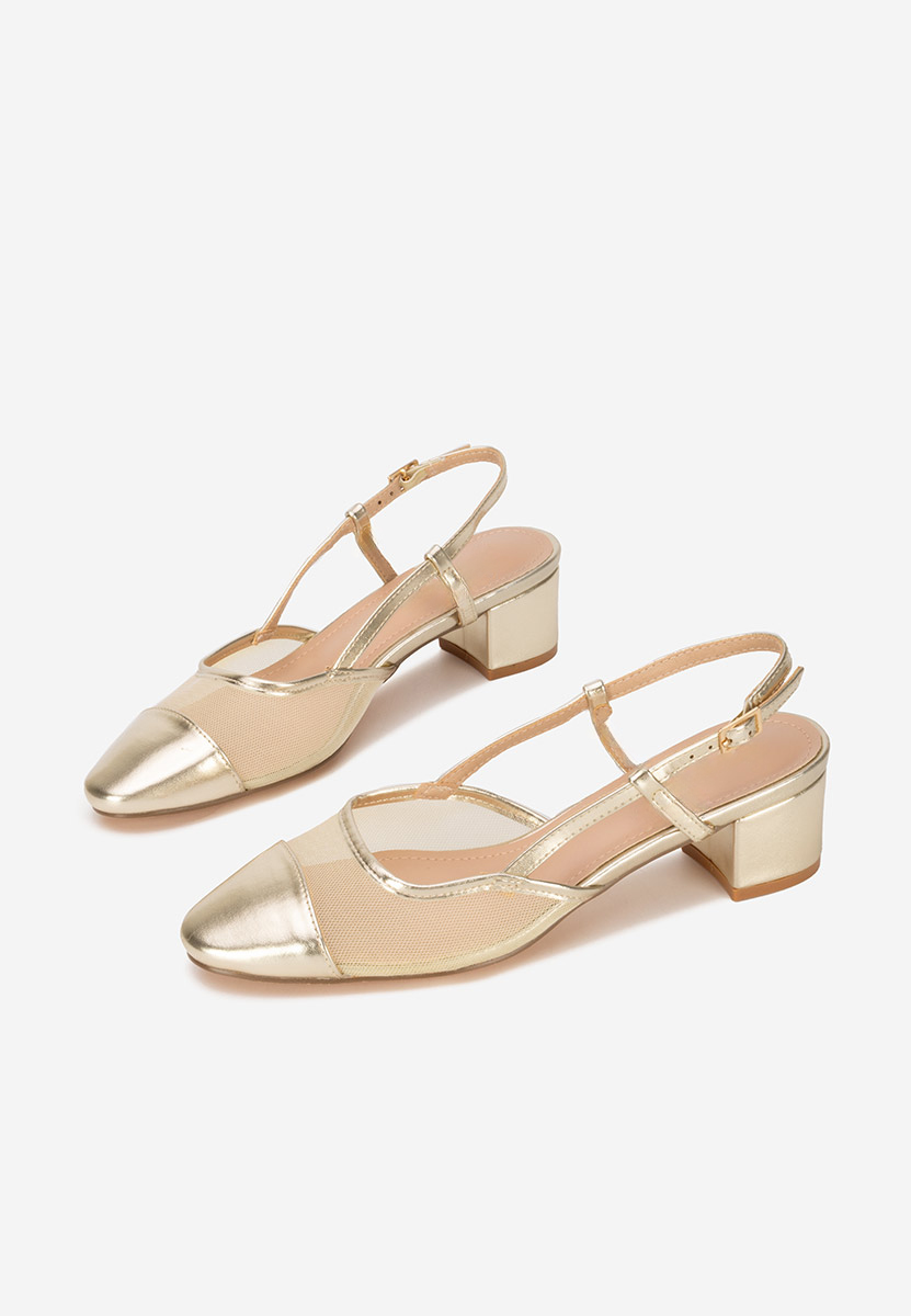 Oбувки с дебел ток Velva златен