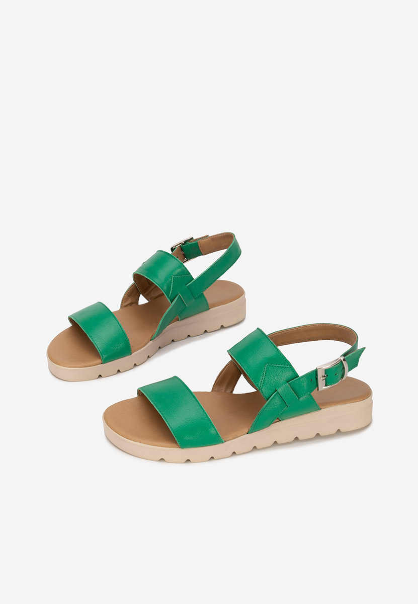 Дамски кожени сандали Oniega зелен