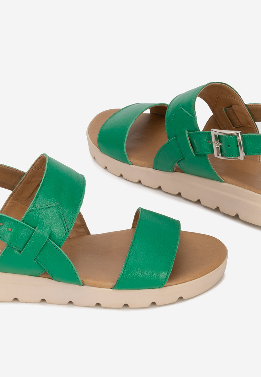 Дамски кожени сандали Oniega зелен