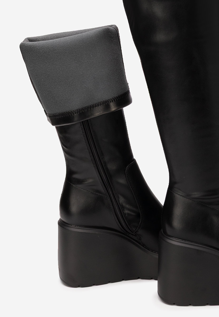 Чизми на платформа Rozalin черен