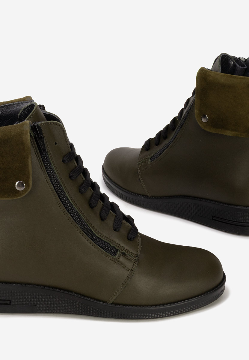 Боти естествена кожа Monserrate каки