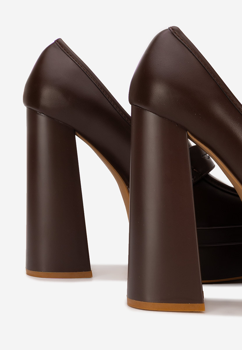 Oбувки на ток кафяв Dieppa