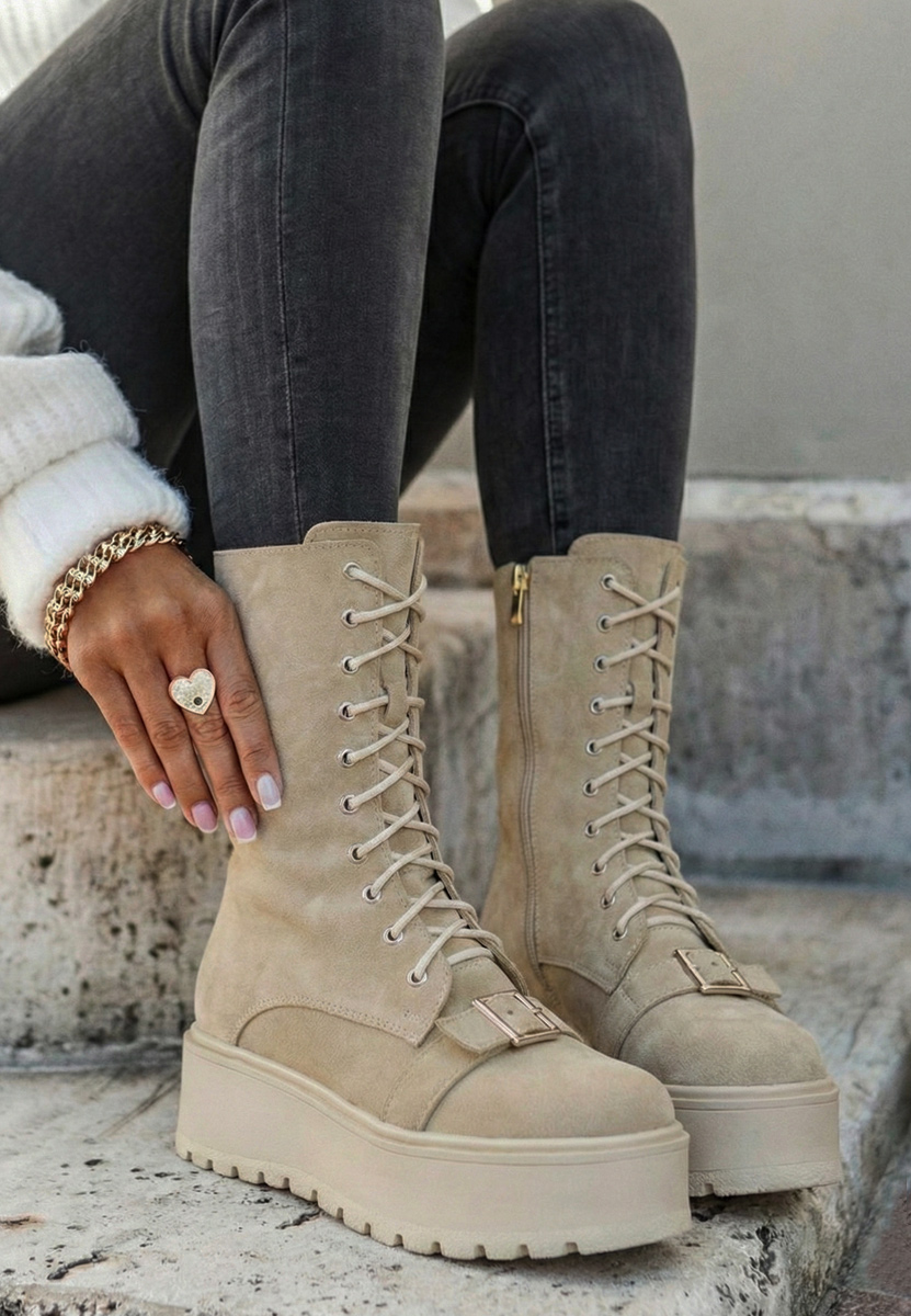 Боти естествена кожа Sorelia бежов