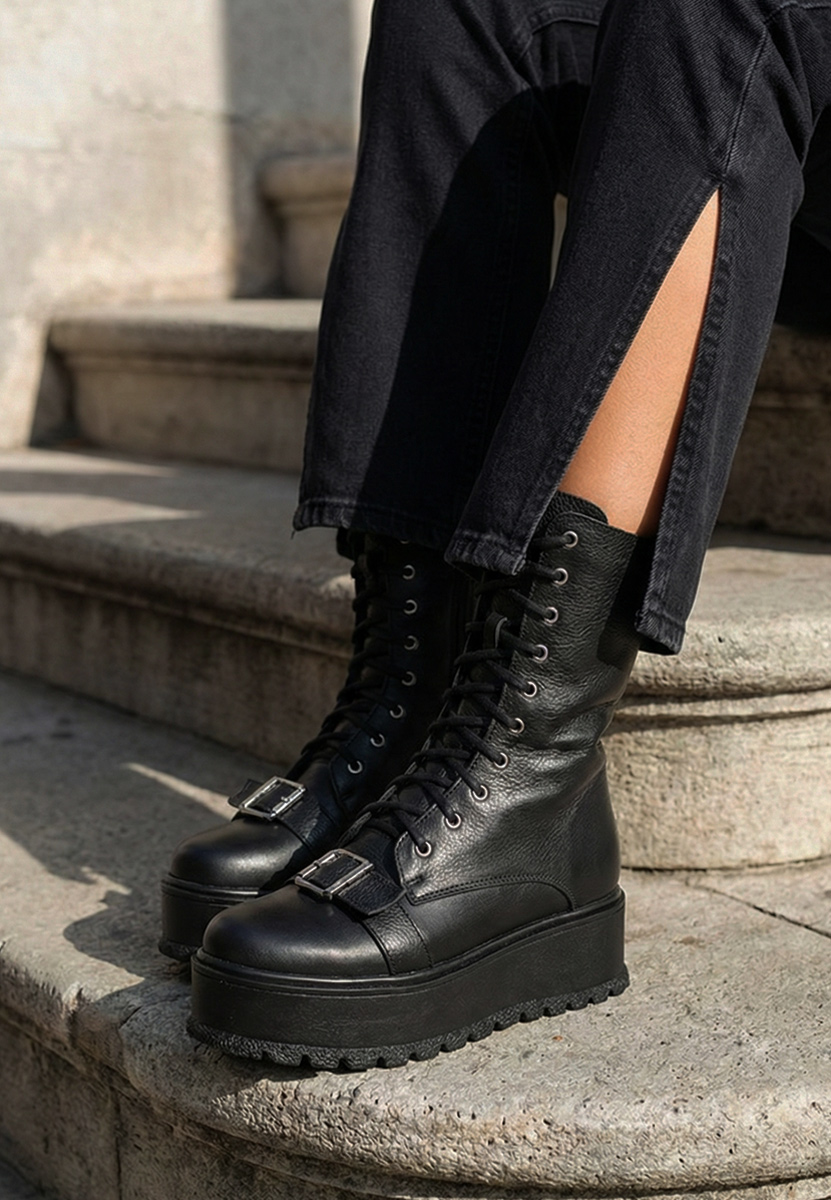 Боти естествена кожа Sorelia черен