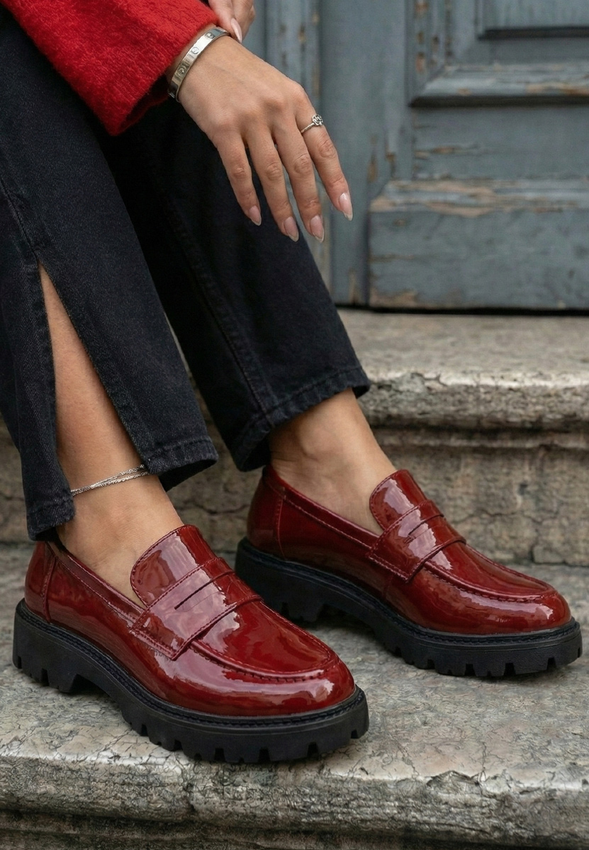 Дамски мокасини Zampa Винено червено