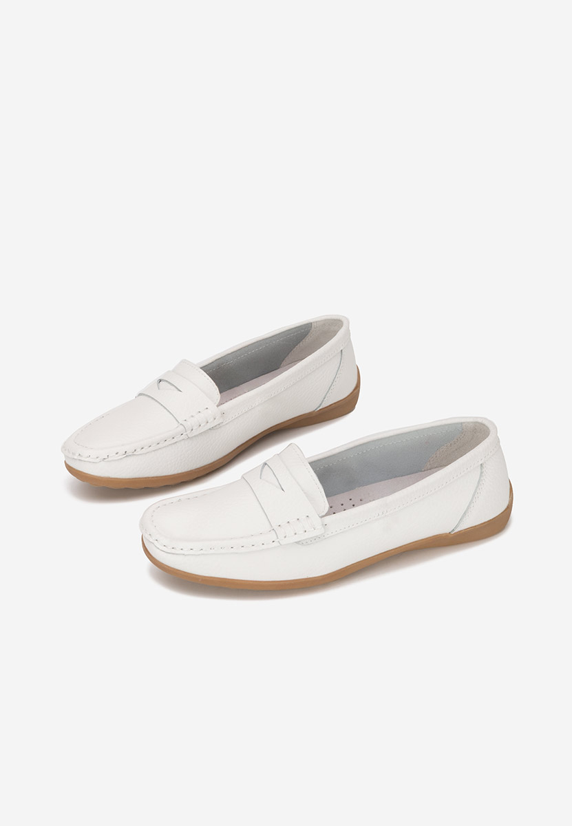 Дамски мокасини естествена кожа Cheria бели
