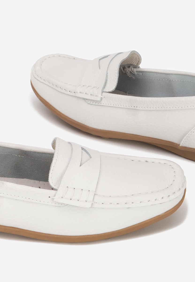 Дамски мокасини естествена кожа Cheria бели