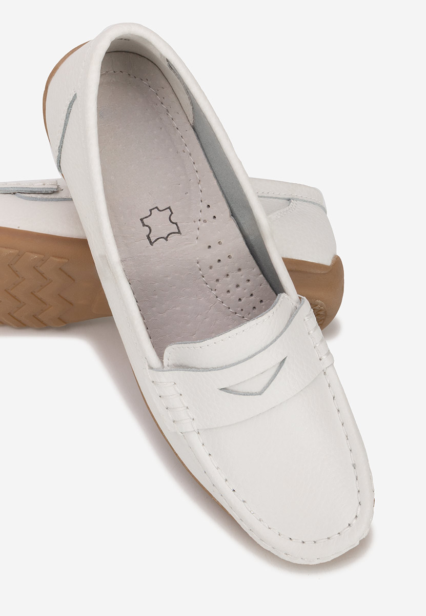 Дамски мокасини естествена кожа Cheria бели