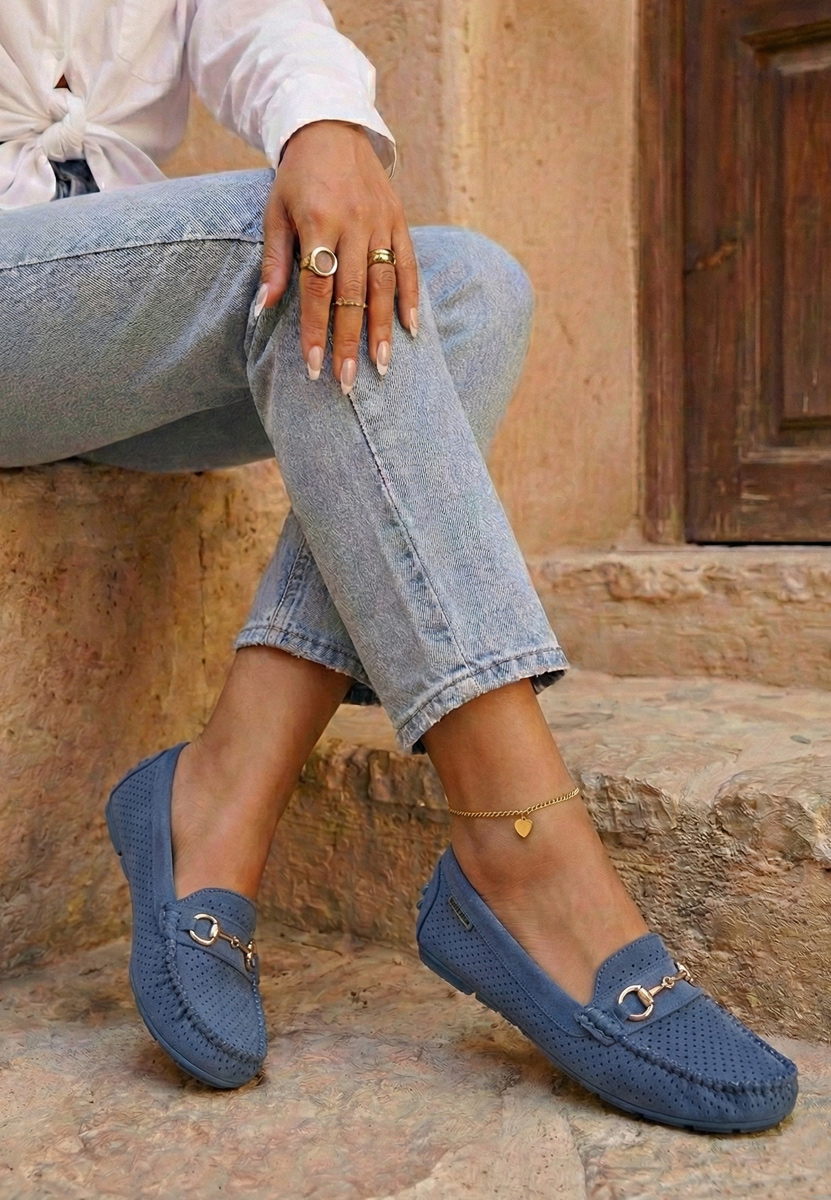 Дамски летни мокасини Aishani син