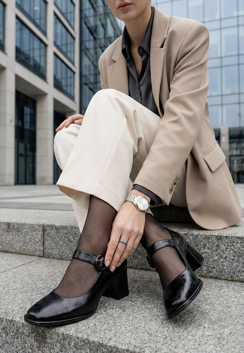 Oбувки с дебел ток Valerea V2 черни