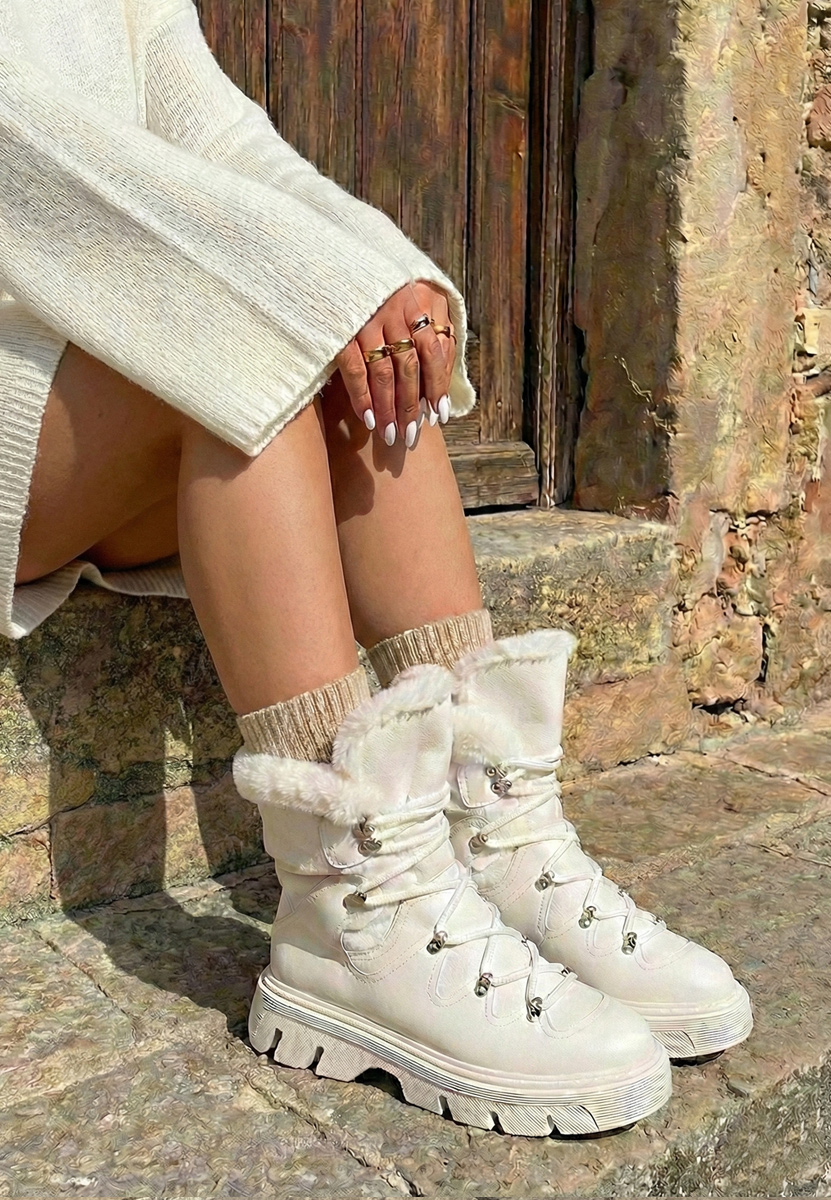 Зимни дамски Ботинки Celima бели