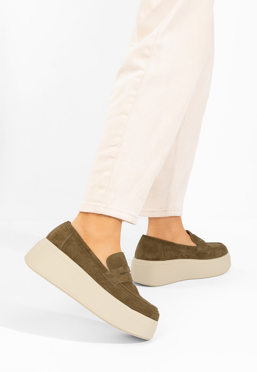 Mокасини на платформа Herminia зелен