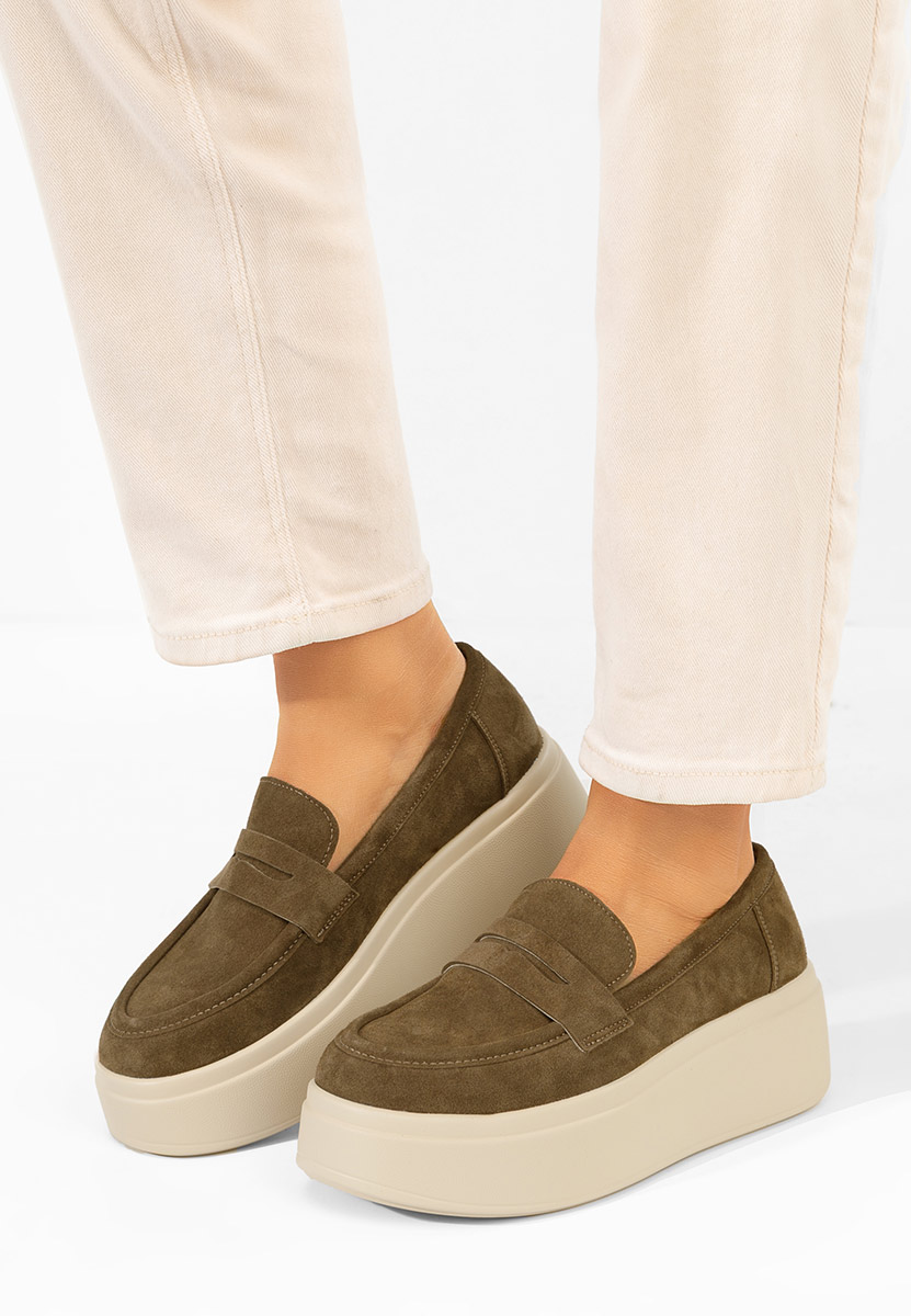 Mокасини на платформа Herminia зелен