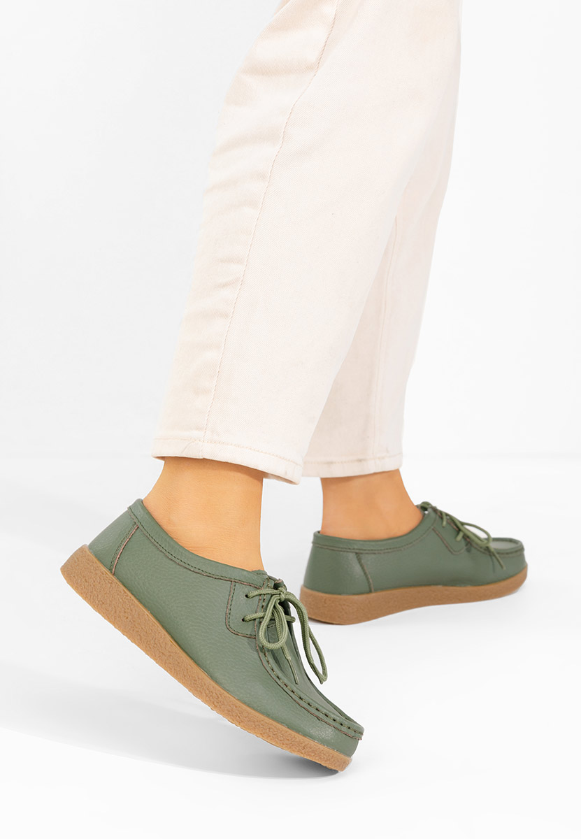 Дамски мокасини Afinia зелен