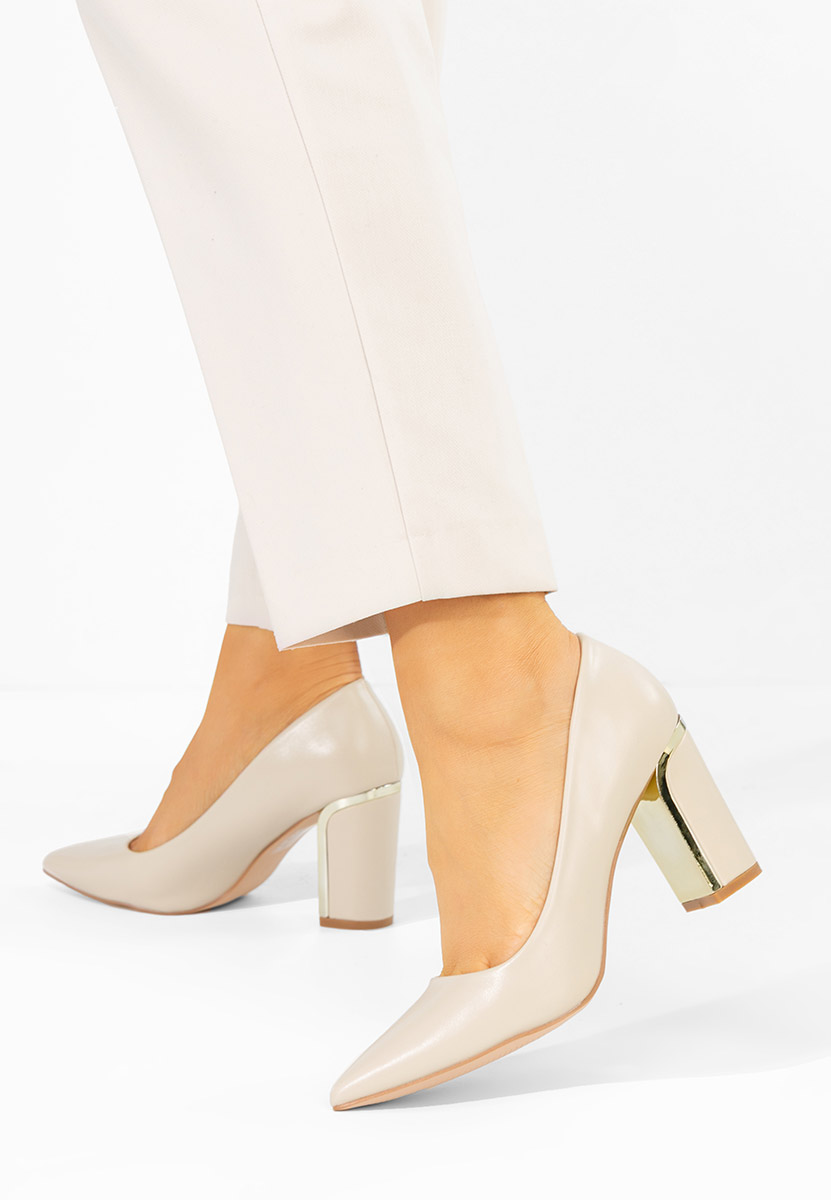 Oбувки с дебел ток Geoana бежов