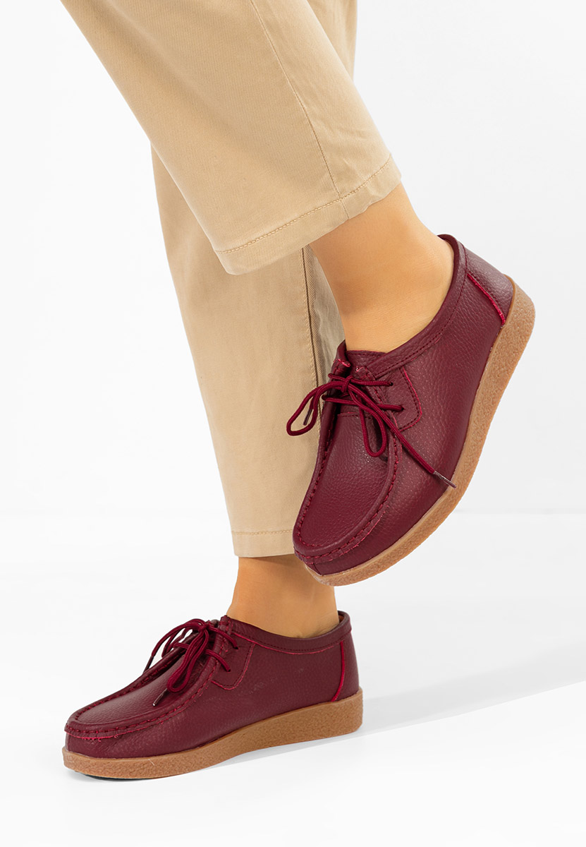 Дамски мокасини Afinia Винено червено