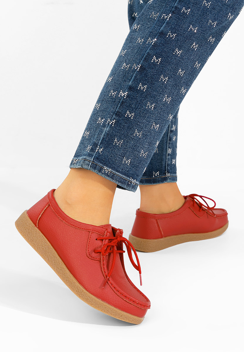 Дамски мокасини Afinia червен