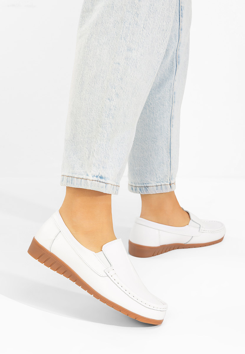 Дамски мокасини естествена кожа Panoma бели