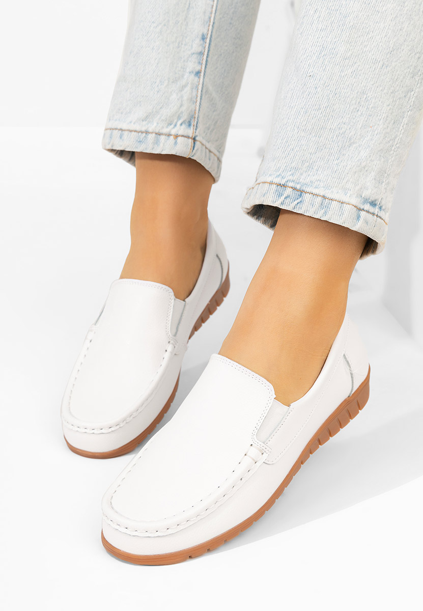 Дамски мокасини естествена кожа Panoma бели