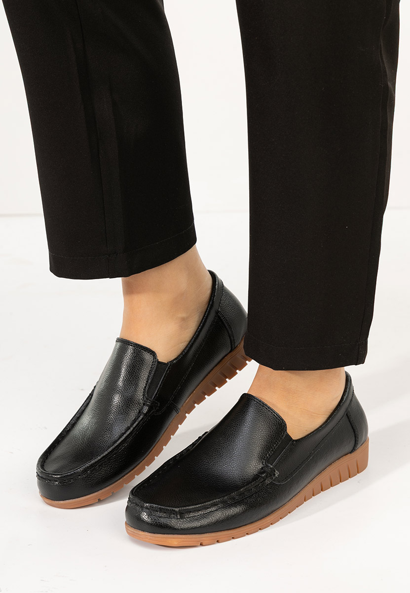 Дамски мокасини естествена кожа Panoma черни