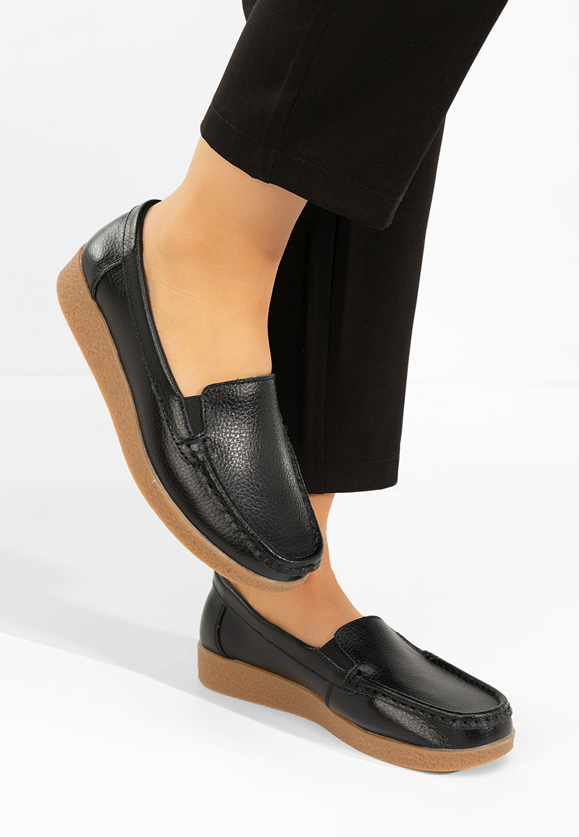Мокасини от естествена кожа Nerida черни