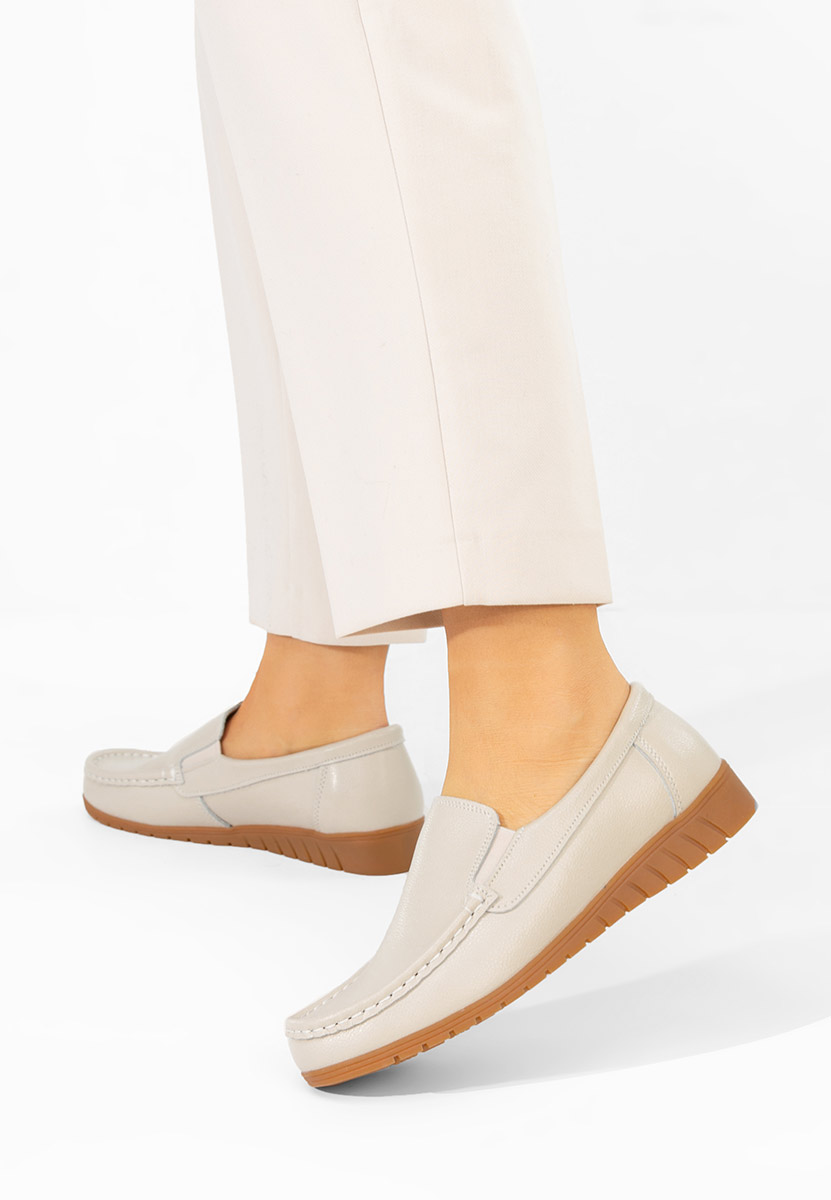 Дамски мокасини естествена кожа Panoma бежов