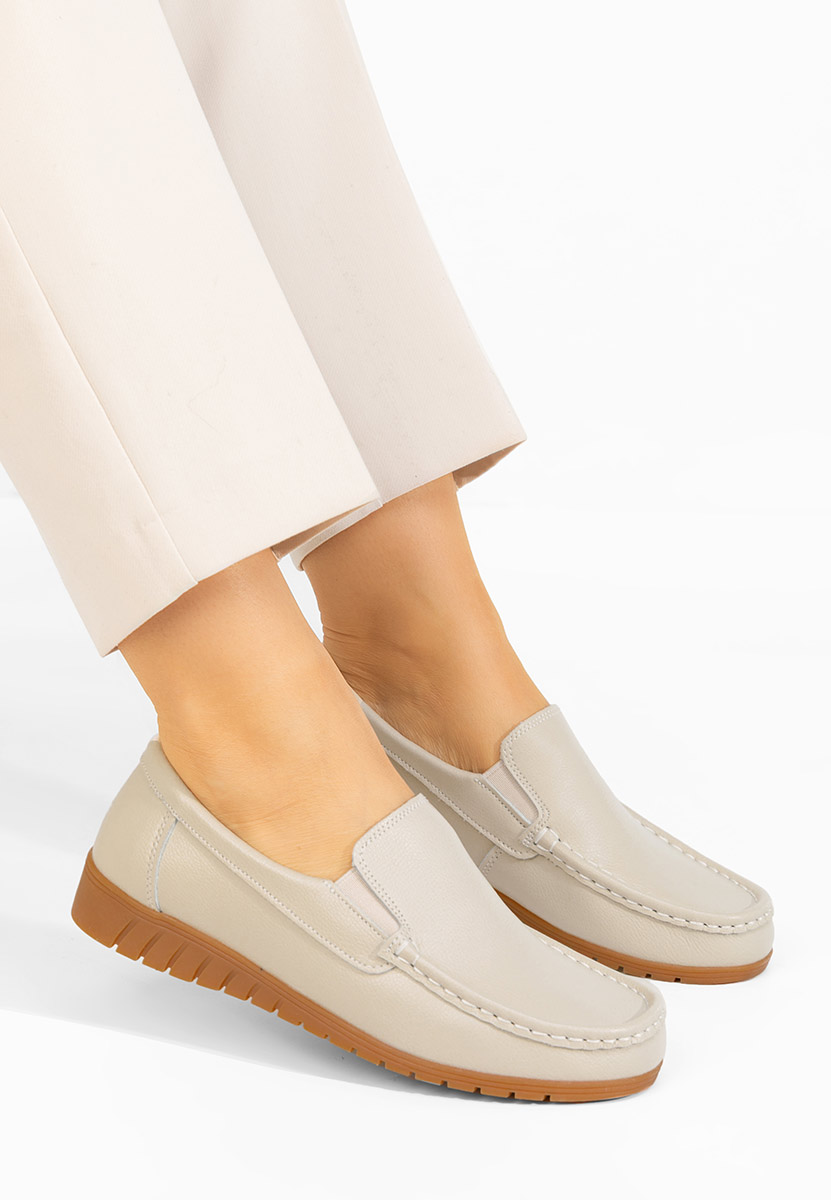 Дамски мокасини естествена кожа Panoma бежов