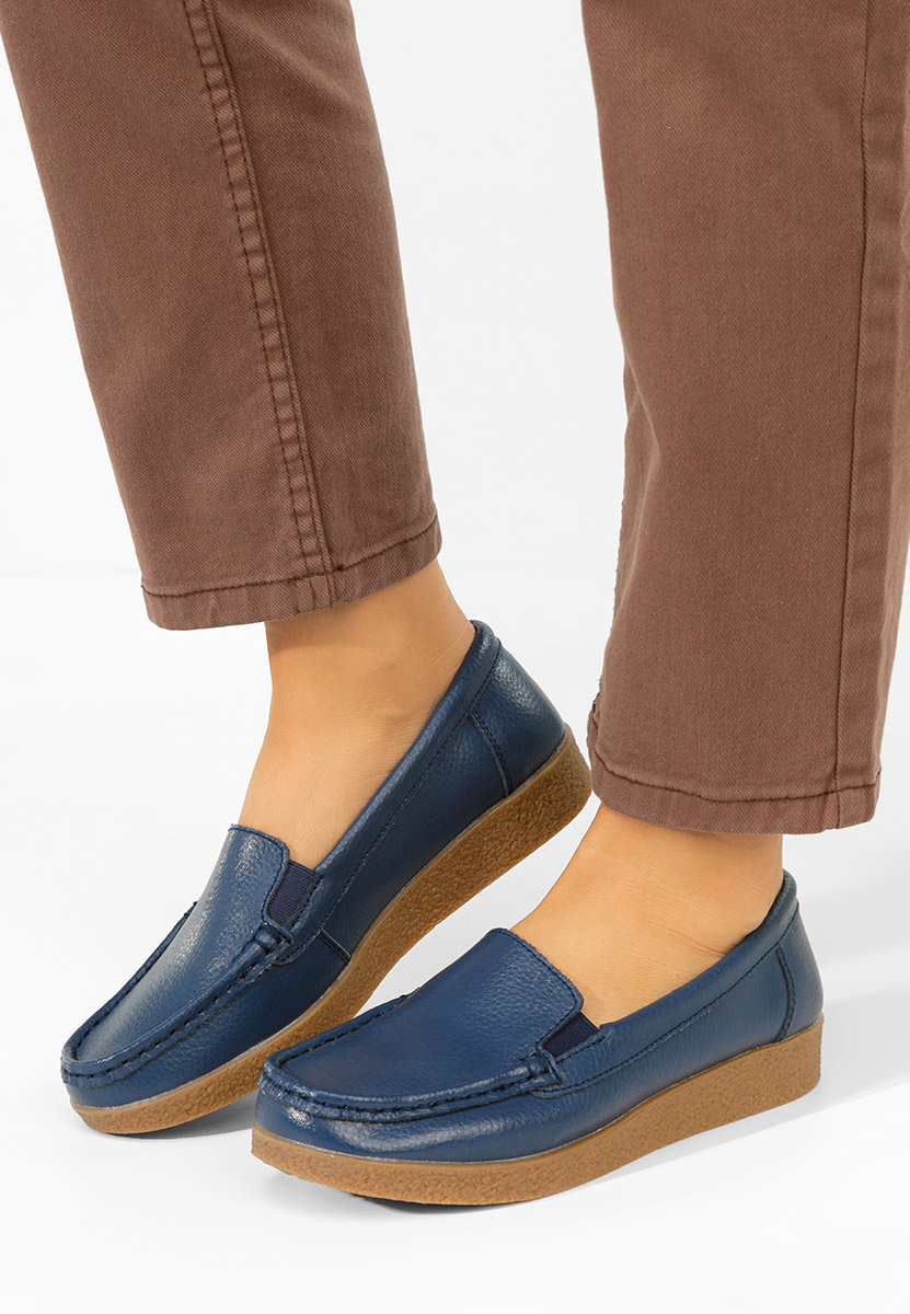 Мокасини от естествена кожа Nerida военно син