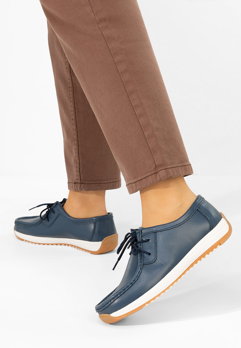 Мокасини от естествена кожа Solenia военно син