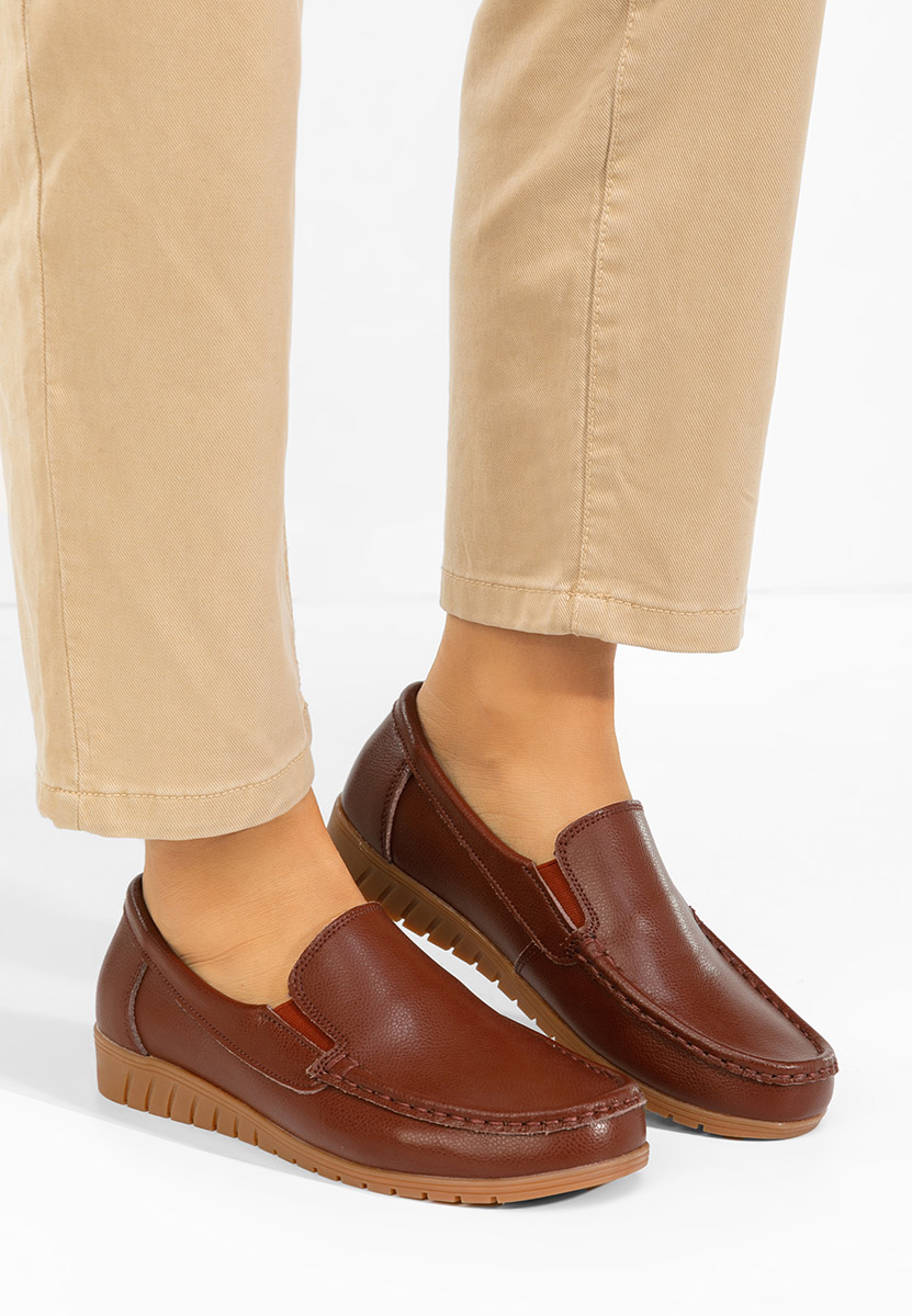 Дамски мокасини естествена кожа Panoma кафяв