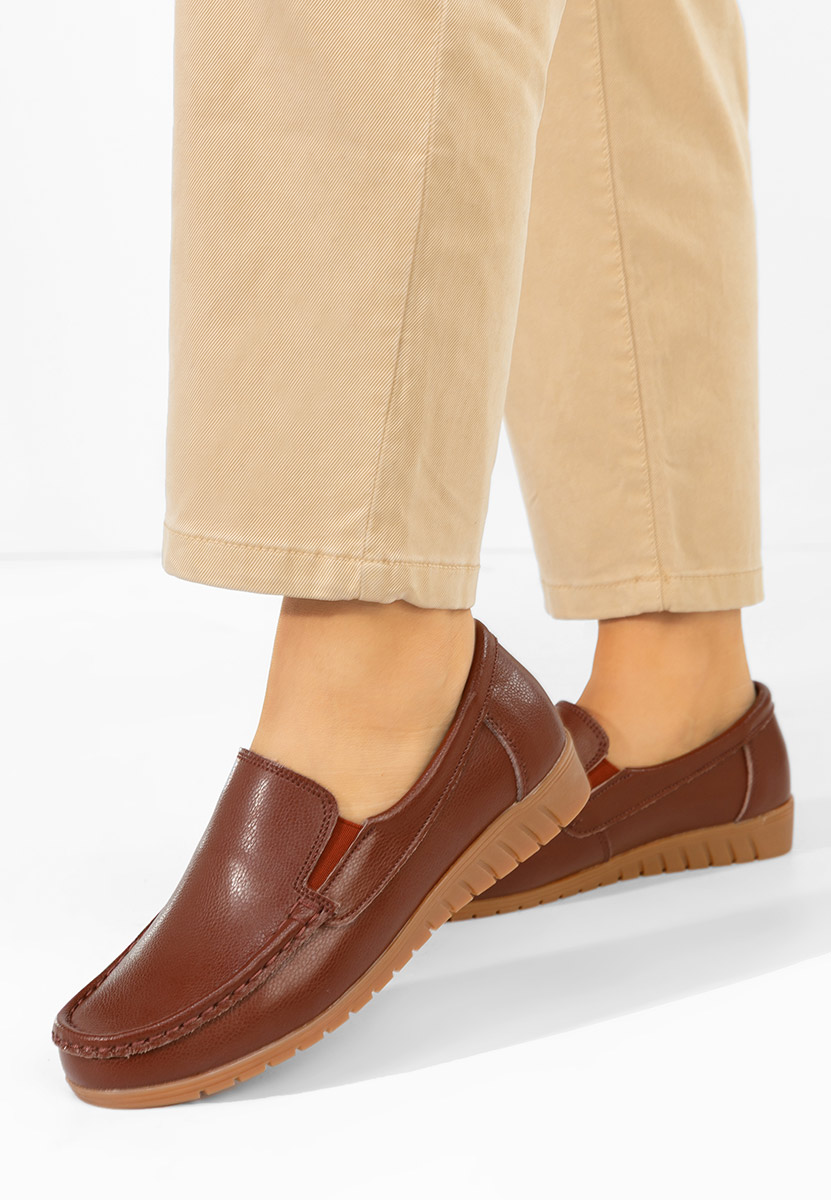 Дамски мокасини естествена кожа Panoma кафяв