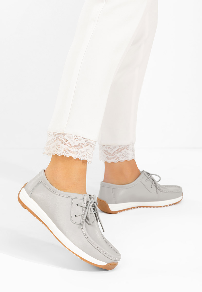 Мокасини от естествена кожа Solenia сив