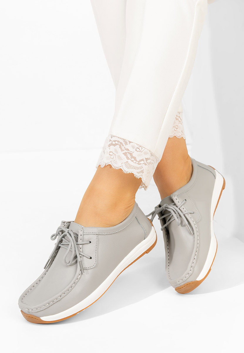 Мокасини от естествена кожа Solenia сив