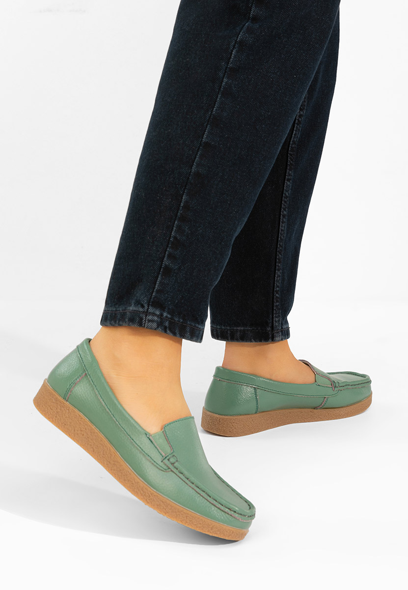Мокасини от естествена кожа Nerida зелен